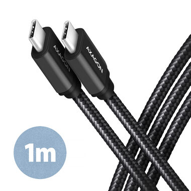 AXAGON propojovací synchronizační a nabíjecí kabel USB3.2 Gen 1 černá / PD 60W / Délka 1.0 m