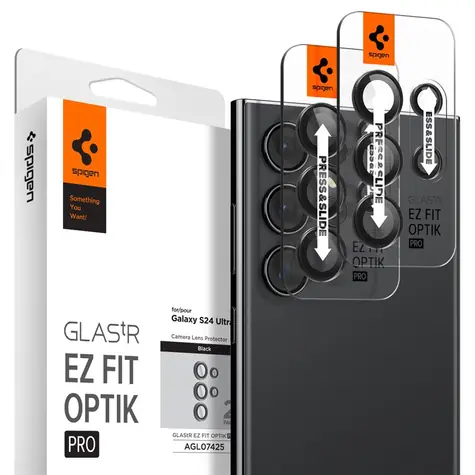 Spigen Glass tR EZ Fit Optik Pro ochranné sklo pro Samsung Galaxy S24 Ultra černá 2ks
