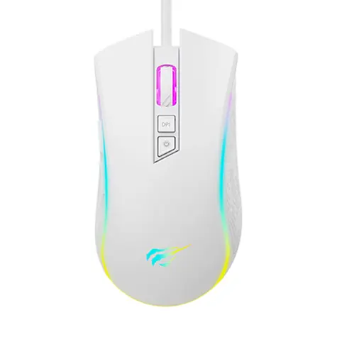 Havit MS1034 bílá / Optická herní myš / 800 - 4800 DPI / 7 tlačítek / USB-A / 1.6 m