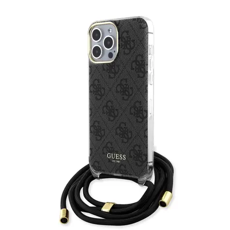 Guess IML 4G Printed Crossbody Zadní Kryt pro Apple iPhone 15 Pro Max černá