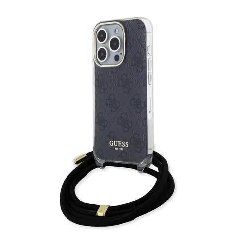 Guess IML 4G Printed Crossbody Zadní Kryt pro Apple iPhone 15 Pro černá