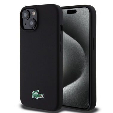 Lacoste Liquid Silicone Microfiber Croc Logo Magsafe Zadní Kryt pro Apple iPhone 15 černá