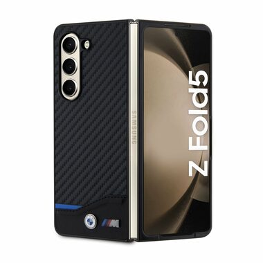 BMW M PU Carbon Blue Line Zadní Kryt pro Samsung Galaxy Z Fold 5 černá