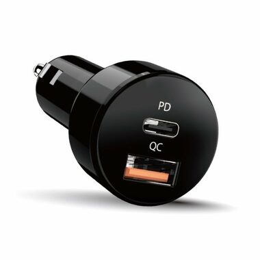 GENIUS PD-36AC-Car černá / Rychlonabiječka do auta / 36W / USB-C PD3.0 / USB-A QC3.0