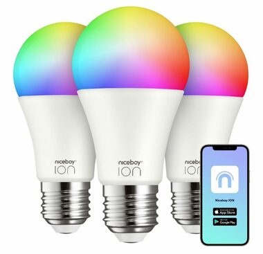 Niceboy ION SmartBulb RGB E27 9W 3ks / LED RGB / E27 / 9W / 806 lm / 2700-6500K / Wi-Fi