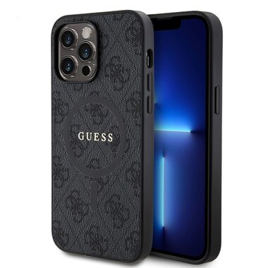 Guess PU Leather 4G Colored Ring MagSafe Zadní Kryt pro Apple iPhone 14 Pro Max černá