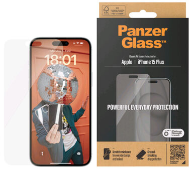 PanzerGlass Classic Fit Ochranné sklo pro Apple iPhone 15 Plus / Instalační set 