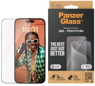PanzerGlass UWF Ochranné sklo pro Apple iPhone 15 Pro Max / Instalační set 