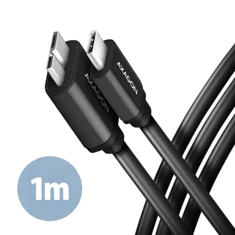 AXAGON BUMM3-CM10AB SPEED Datový kabel USB-C 3.2 - microUSB 1m černá