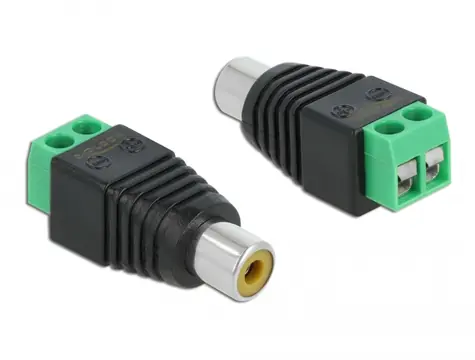 DeLock Adaptér RCA (F) - Terminal Block 2pin černá