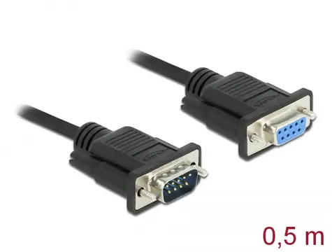 DeLock Kabel RS-232 D-Sub 9pin (M) - D-Sub 9pin (F) 0.5m černá