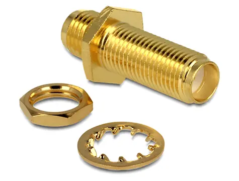 DeLock Adaptér SMA Jack - SMA Jack bulkhead zlatá