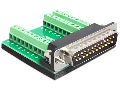 DeLock Adaptér Terminal Block - D-Sub 25 pin (M) zelená