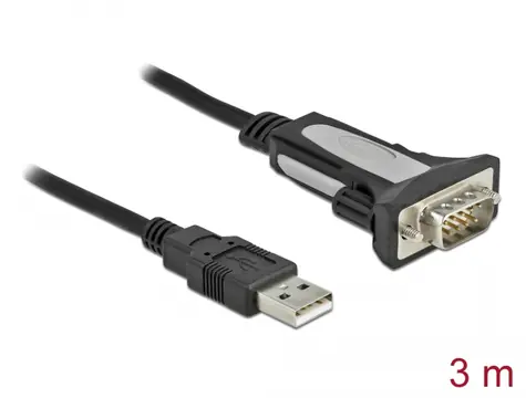 DeLock Adaptér USB 2.0 A (M) - RS-232 (M) 3m černá