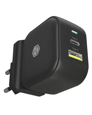 Icy Box IB-PS106-PD černá / Nabíječka / 38W / 1x USB-A / 1x USB-C 