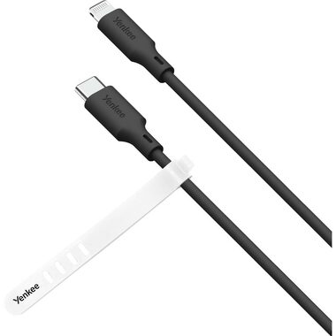 YENKEE YCU 635 BK SILIC Kabel USB-C (M) - Lightning (M) 1.5m černá / 27W / 480Mbps