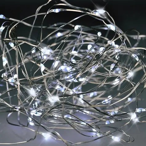 Solight vánoční řetěz 100x mini LED stříbrná / 10m / 3 x AA