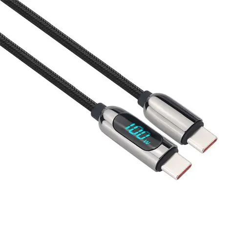 Solight Kabel USB-C (M) - USB-C (M)  2m černá / 100W / displej 