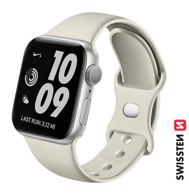 SWISSTEN Silikonový řemínek pro Apple Watch 42/44/45/49mm kamenně šedá