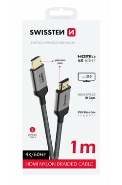 SWISSTEN HDMI 2.0 kabel 1m černá / 4K / 18 Gbps / pozlacené konektory