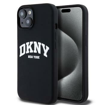 DKNY Liquid Silicone Arch Logo MagSafe Zadní Kryt pro Apple iPhone 15 černá