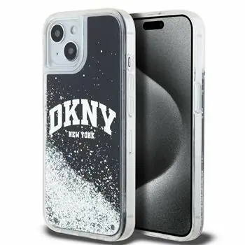 DKNY Liquid Glitter Arch Logo Zadní Kryt pro Apple iPhone 14 černá