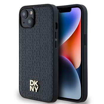DKNY PU Leather Repeat Pattern Stack Logo Magsafe Zadní Kryt pro Apple iPhone 14 černá