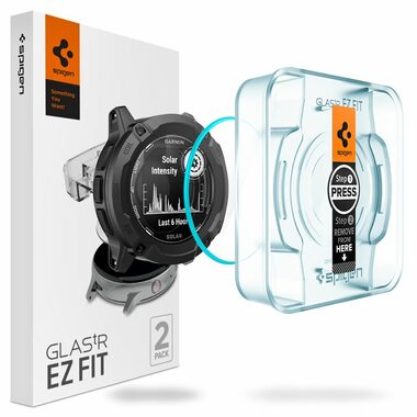 Spigen Glass tR EZ Fit 2 Pack ochranné sklo s aplikačním nástrojem pro Garmin Instinct 2X Solar