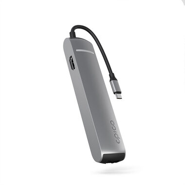 Epico Slim Hub USB-C 6v1 vesmírně šedá / USB Hub / 3x USB-A / 1x HDMI@8K/30Hz / 1x GLAN / 1x USB-C / PD 100W