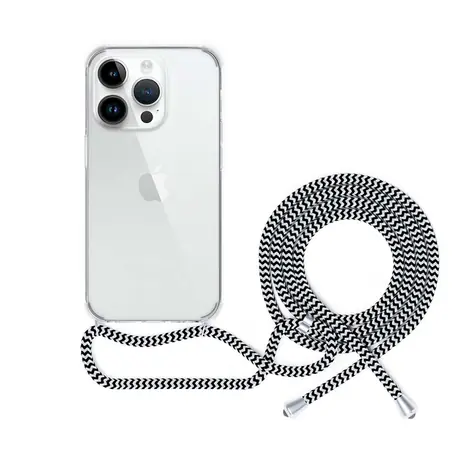 Epico Transparentní kryt se šňůrkou pro iPhone 14 Pro Max černo-bílá