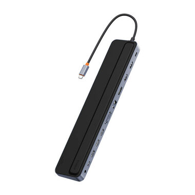 Baseus EliteJoy G2 USB-C rozbočovač 12v1 šedá / HDMI / USB-A / USB-C / RJ-45 / 3.5mm jack / SD/TF / PD