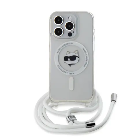 Karl Lagerfeld IML Crossbody Choupette Head MagSafe Zadní Kryt pro Apple iPhone 15 Pro Max čirá