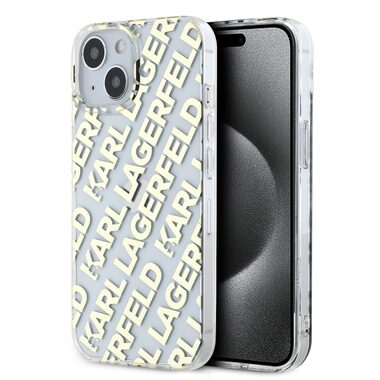Karl Lagerfeld IML Electroplated Repeated Logo Zadní Kryt pro Apple iPhone 15 zlatá