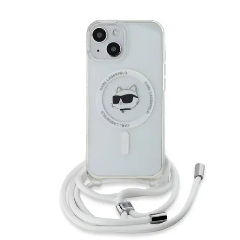 Karl Lagerfeld IML Crossbody Choupette Head Magsafe Zadní Kryt pro Apple iPhone 15 čirá