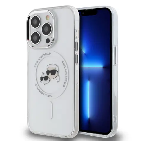 Karl Lagerfeld IML K&CH Heads Metal Frame MagSafe Zadní Kryt pro Apple iPhone 14 Pro Max čirá