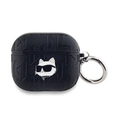 Karl Lagerfeld PU Embossed Choupette Head Pouzdro pro Apple AirPods 3 černá