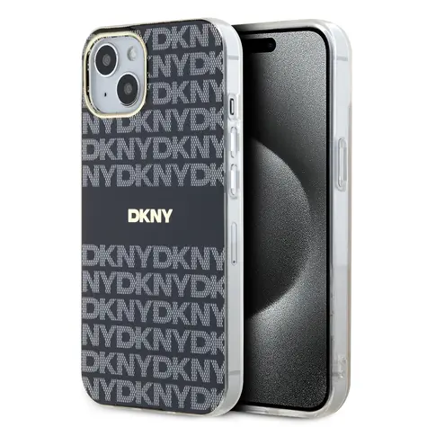 DKNY PC/TPU Repeat Pattern Tonal Stripe Magsafe Zadní Kryt pro Apple iPhone 15 černá