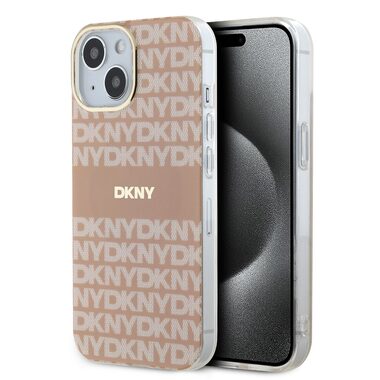 DKNY PC/TPU Repeat Pattern Tonal Stripe Magsafe Zadní Kryt pro Apple iPhone 15 růžová