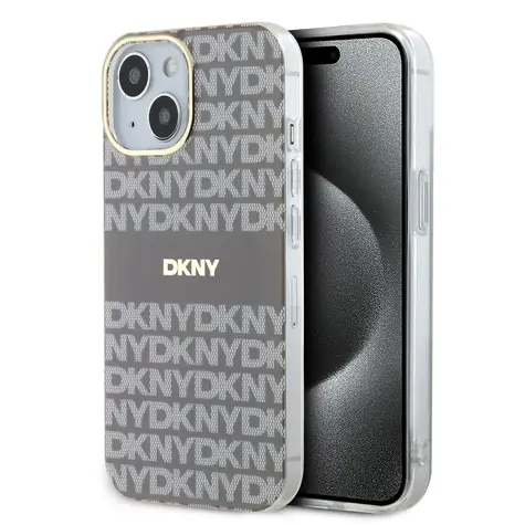 DKNY PC/TPU Repeat Pattern Tonal Stripe Magsafe Zadní Kryt pro Apple iPhone 14 béžová