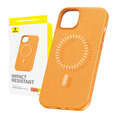 Baseus P60157305713-00 Fauxther Pouzdro pro Apple iPhone 15 oranžová
