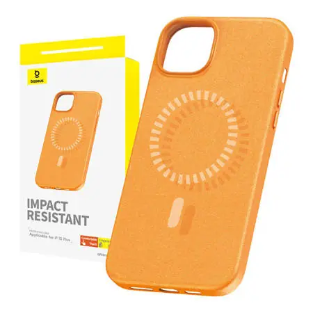 Baseus P60157305713-02 Fauxther Pouzdro pro Apple iPhone 15 Plus oranžová