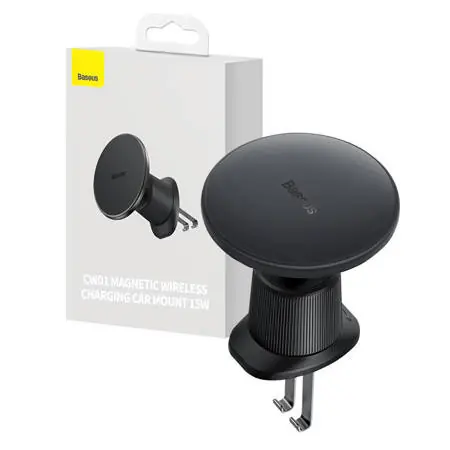 Baseus C40141001111-00 Magnetický držák telefonu s bezdrátovým nabíjením do auta černá / 15W