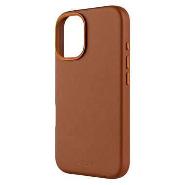 FIXED Kožený zadní kryt MagLeather s podporou MagSafe pro Apple iPhone 16 hnědý / doprodej