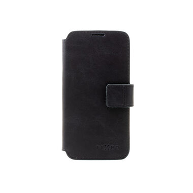 FIXED Kožené pouzdro typu kniha ProFit pro Apple iPhone 16 černé / doprodej