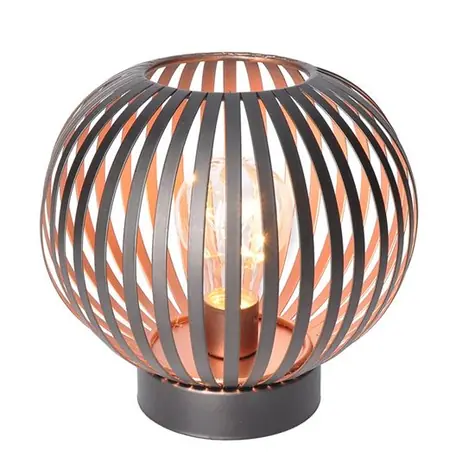 Solight WO3102 kovová kulatá lucerna se žárovkou s micro LED měděná / 80lm / teplá bílá / 3xAA