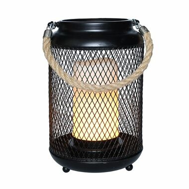 Solight WO3101 kovová lucerna s LED svíčkou černá / 80lm / teplá bílá / 3xAA