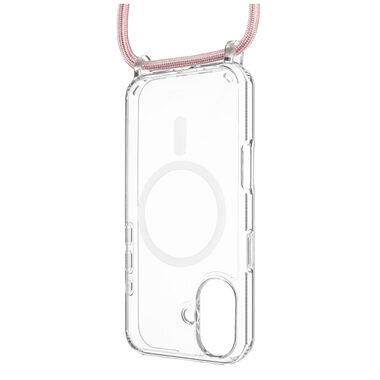 FIXED MagPure Neck Kryt s růžovou šňůrkou na krk pro Apple iPhone 16 / doprodej