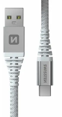 SWISSTEN ARAMID REINFORCED datový kabel USB - USB-C 1.5m bílá