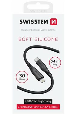 SWISSTEN SOFT SILICONE datový kabel USB-C - Lightning 0.4m černá