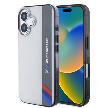 BMW IML Motorsport Vertical Stripe Zadní Kryt pro Apple iPhone 16 Plus šedá
